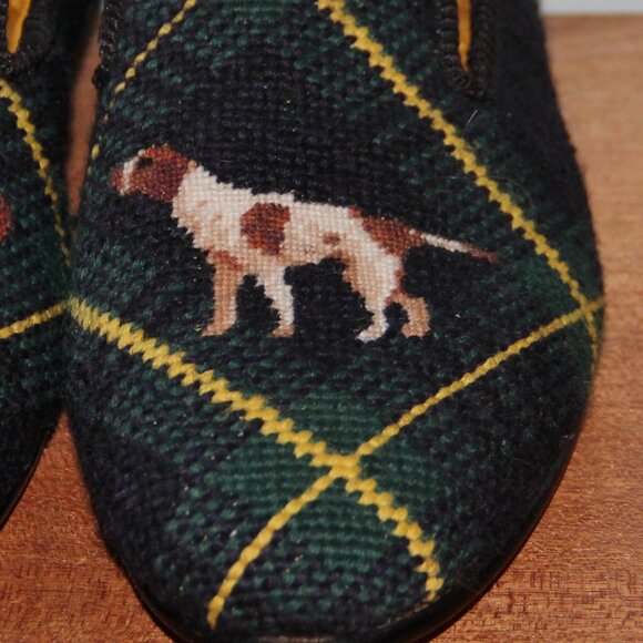 Polo Ralph Lauren Paxton Needle Point Plaid Duck & Hound Slippers Mens 9.5 - Picture 4 of 8